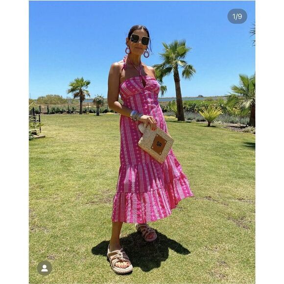 ZARA FUCHSIA OPENWORK EMBROIDERED DRESS NEW - Picture 2 of 9